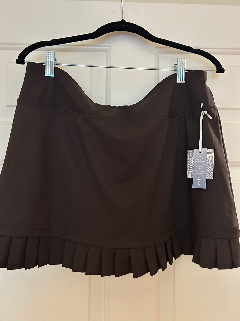 Sigrid Olsen Chocolate Brown Pleated-Hem Mini Skort